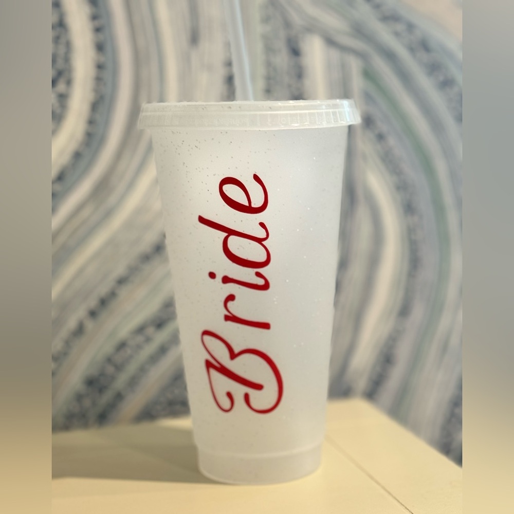 Reusable Tumblr, white glitter